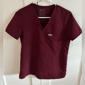 Womens burgundy Figs scrub set